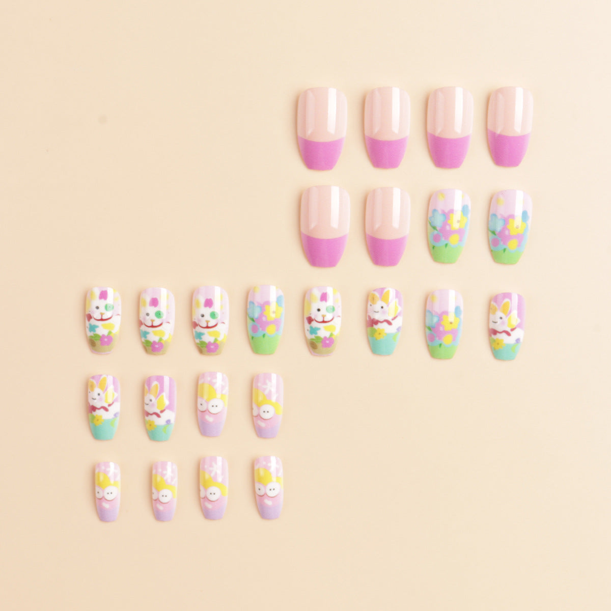 Spring-Inspired Press-On Nail Art Design