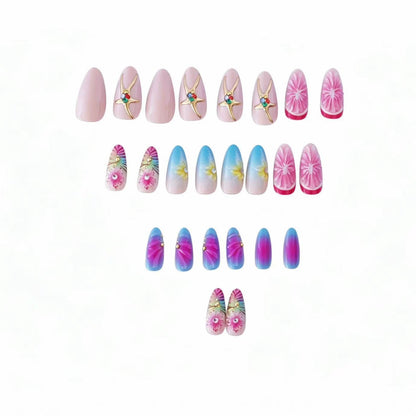 Floral 3D Design Press-On Nail Set – Artistic Style