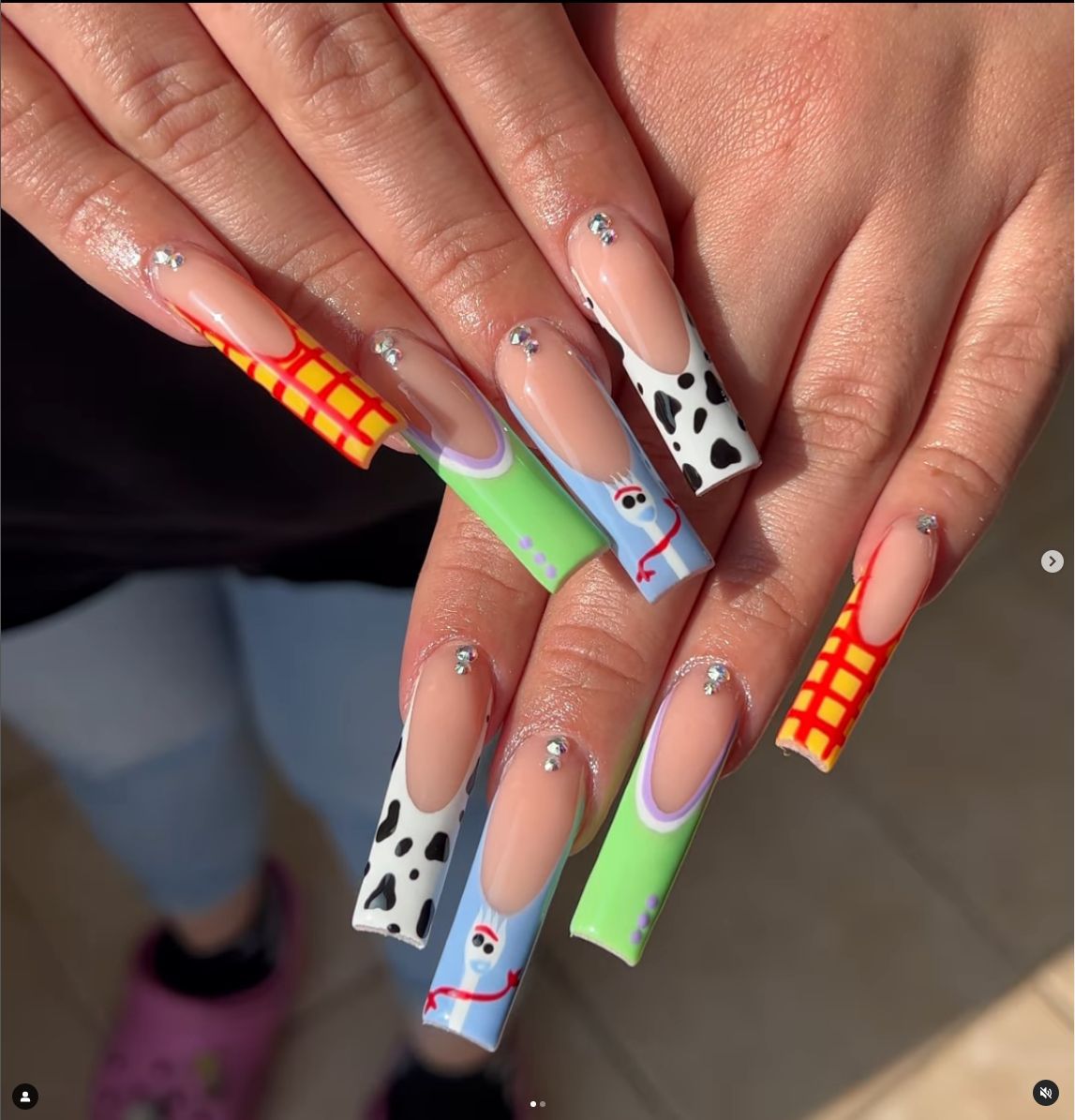 Long Press-On Nails with Artistic Designs