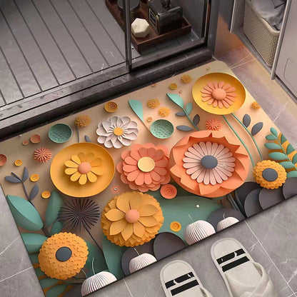 Floral Design 3D Textured Area Mat