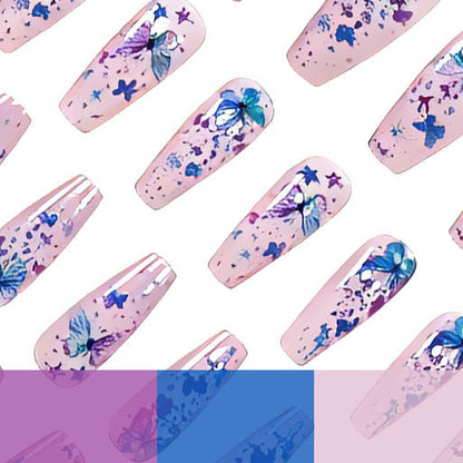 Decorative Press-On Nails with Butterfly Design