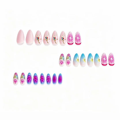 Floral 3D Design Press-On Nail Set – Artistic Style