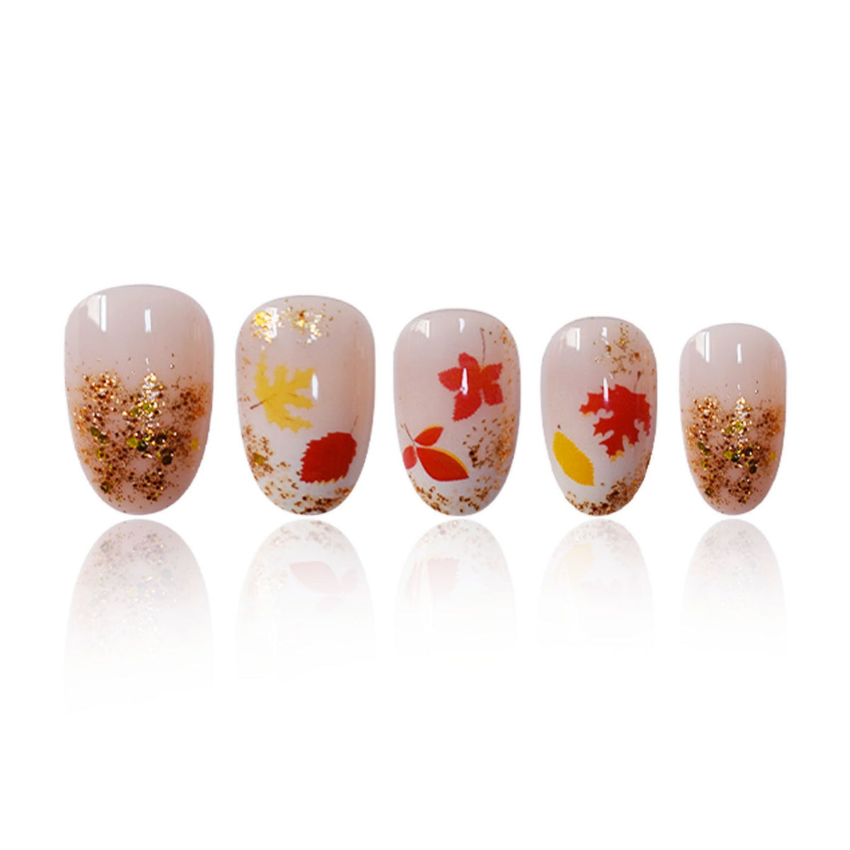 Press-On Nails with Autumn Leaf Design