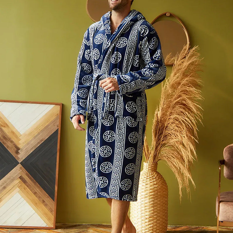 Elegant Men's Bathrobe for Relaxation with Detailed Design