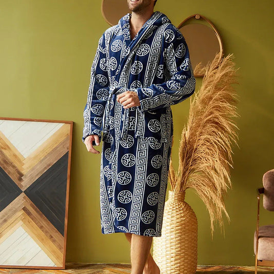 Elegant Men's Bathrobe for Relaxation with Detailed Design