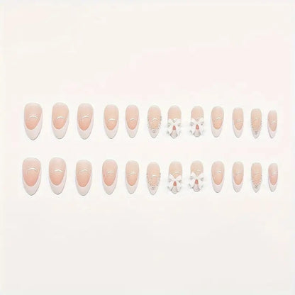 Press-On Nail Art Featuring Bow Details