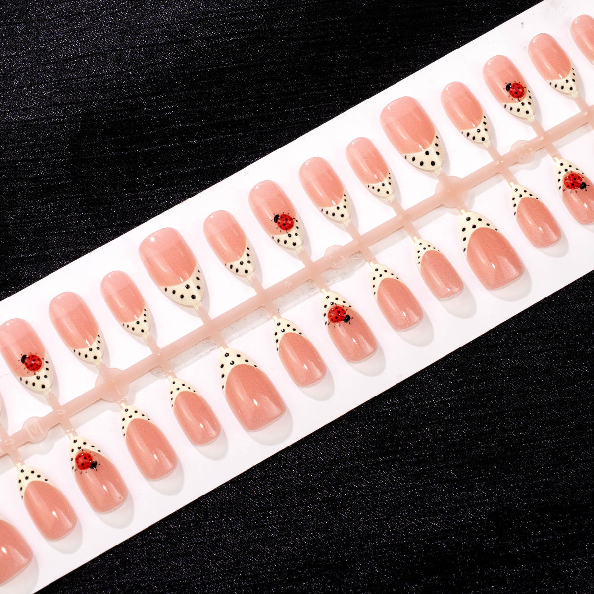 Press-On Nail Kit featuring Ladybug and Polka Dot Patterns
