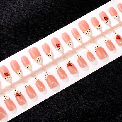 Press-On Nail Kit featuring Ladybug and Polka Dot Patterns