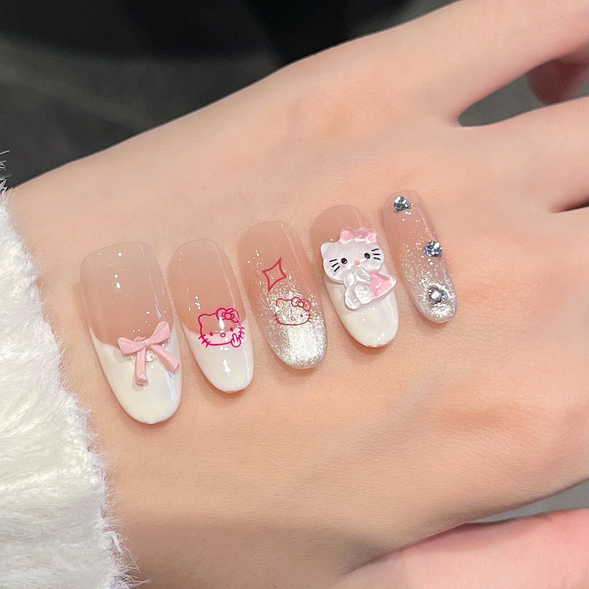Decorative Press-On Nails with Cartoon Design