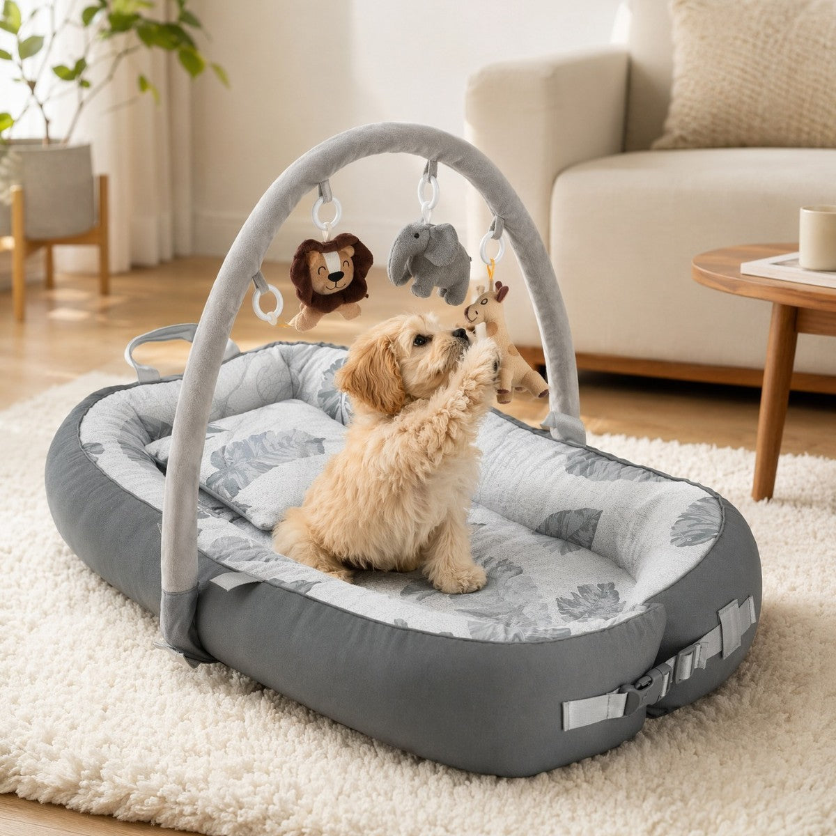 Pet Bed with Integrated Play Lounger Design
