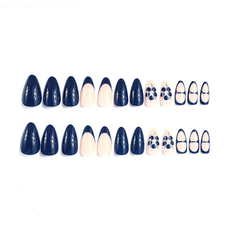Oval Nail Extensions with Artistic Design