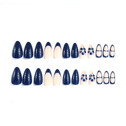 Oval Nail Extensions with Artistic Design