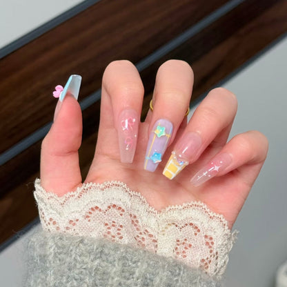 Themed Press-On Nails with Artistic Design