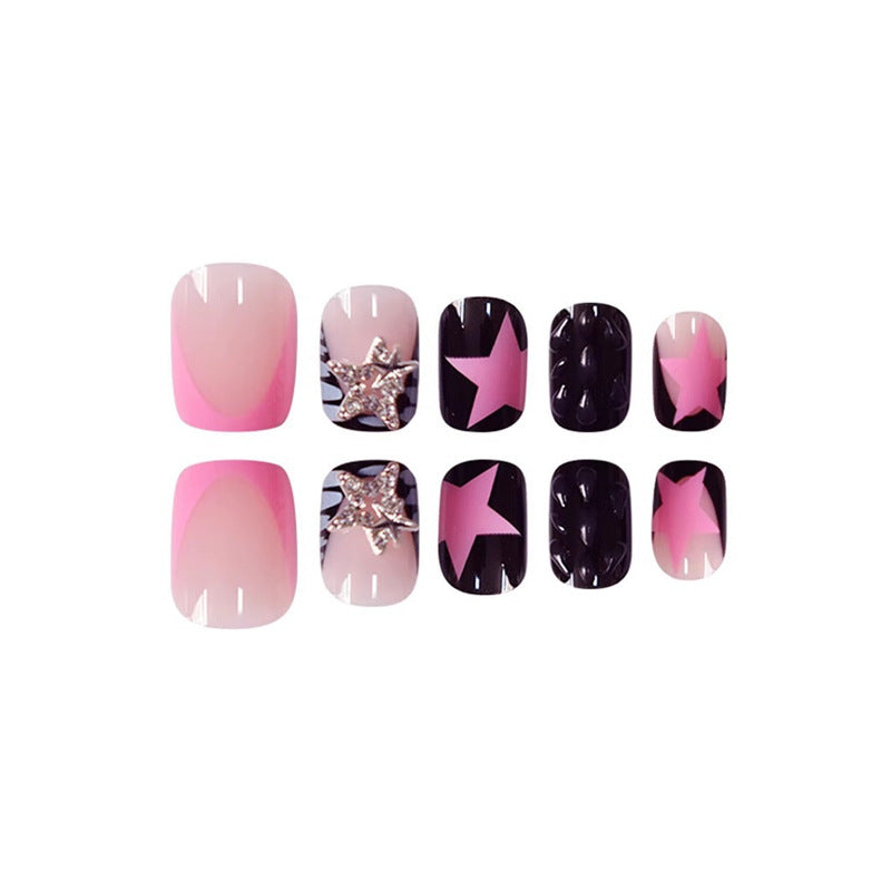 Press-On Nail Kit Featuring Star and Gem Decorations