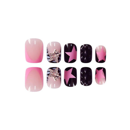 Press-On Nail Kit Featuring Star and Gem Decorations