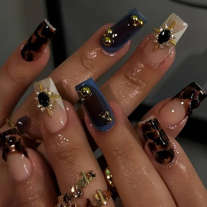 Decorative Press-On Nail Set with Artistic Designs