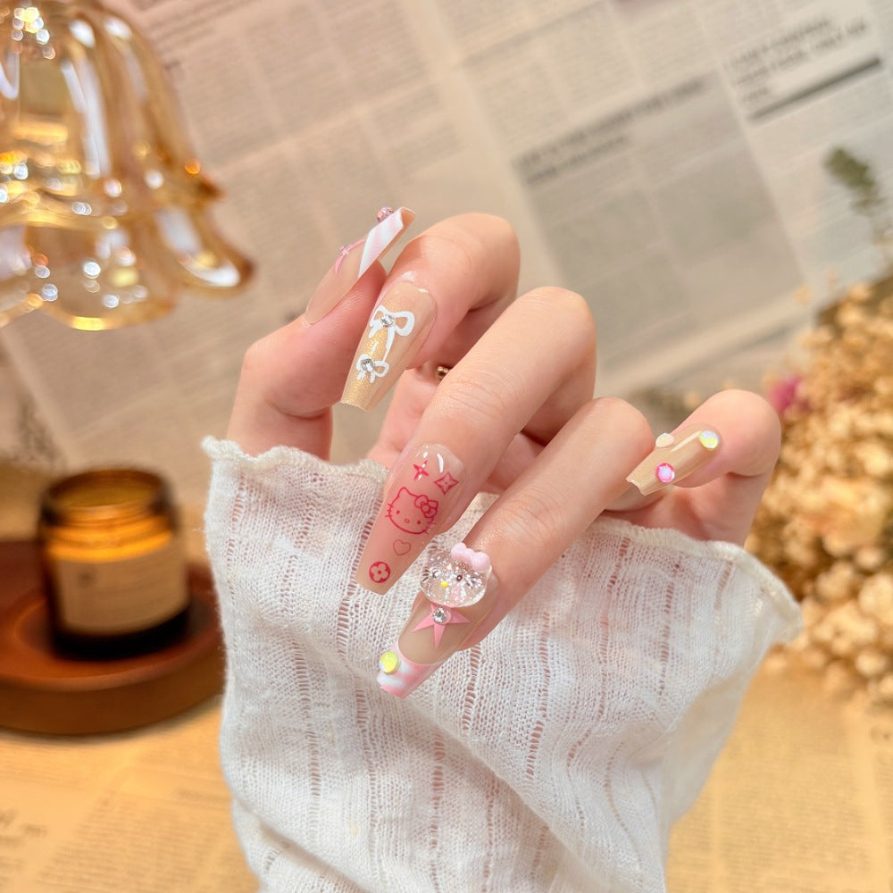 Press-On Nail Kit Featuring Distinctive Bow Patterns