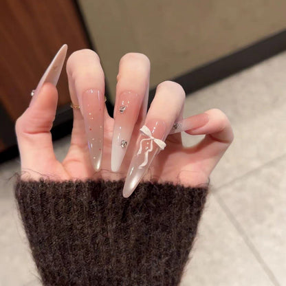Press-On Nail Set with 3D Decorative Design