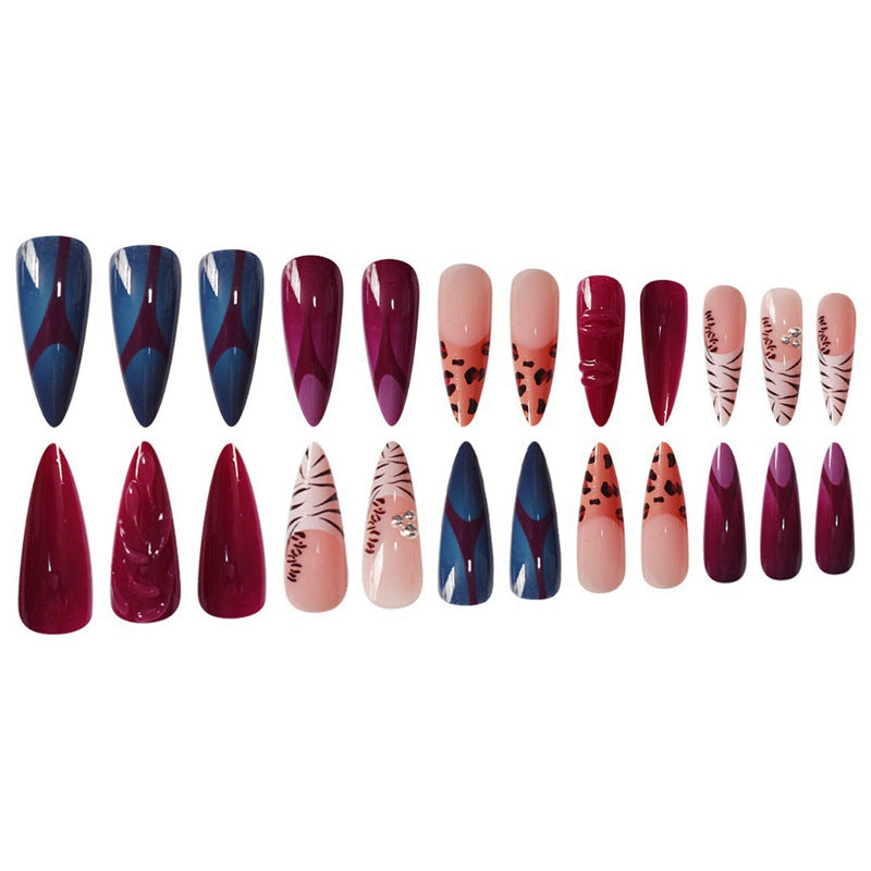 Unique Patterned Press-On Stiletto Nails Art Set