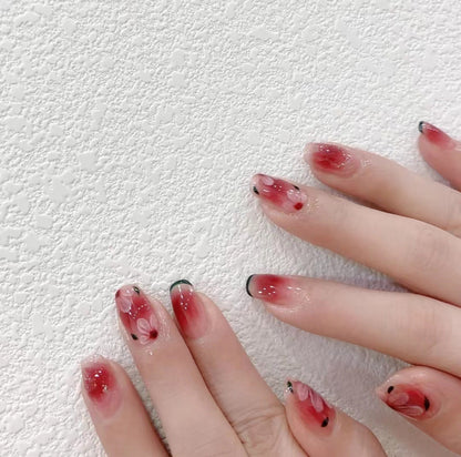Sakura-Inspired Decorative Press-On Nail Set