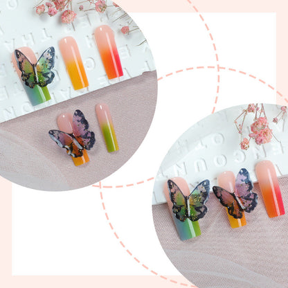 Butterfly and Gradient Design Press-On Nail Set