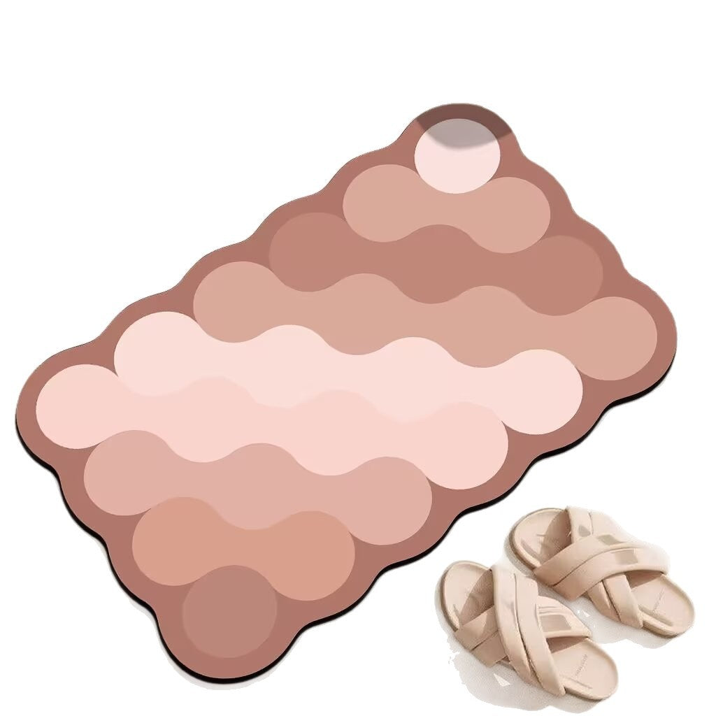 Wave Pattern Bath Mat with Abstract Design