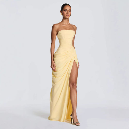 Long Sleeve Bodycon Evening Gown for Women – Ruched Maxi Dress