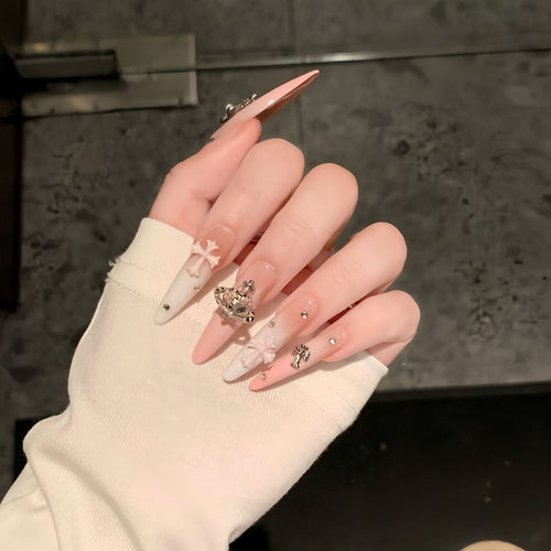 Rhinestone Accent Acrylic Nails Set