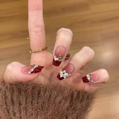 Gemstone Accent Press-On Nail Art Design