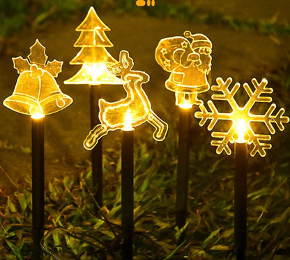 Warm LED Solar Stake Lights for Pathways - Acrylic Holiday Decor with Ground Spike