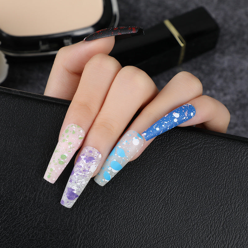 Artificial Nails with Artistic Splatter Pattern