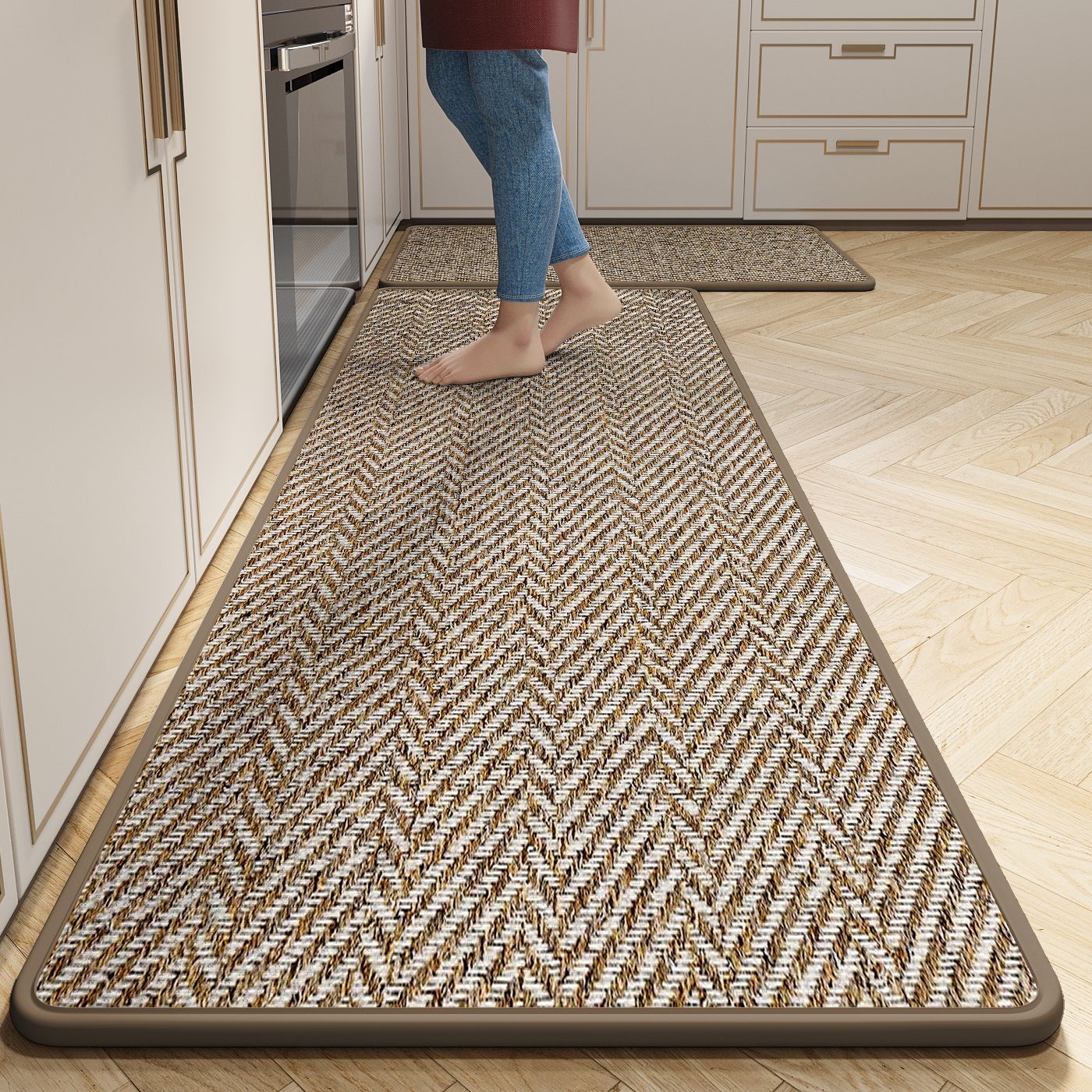 Herringbone Comfort Mat for Kitchen - Anti-Fatigue Design