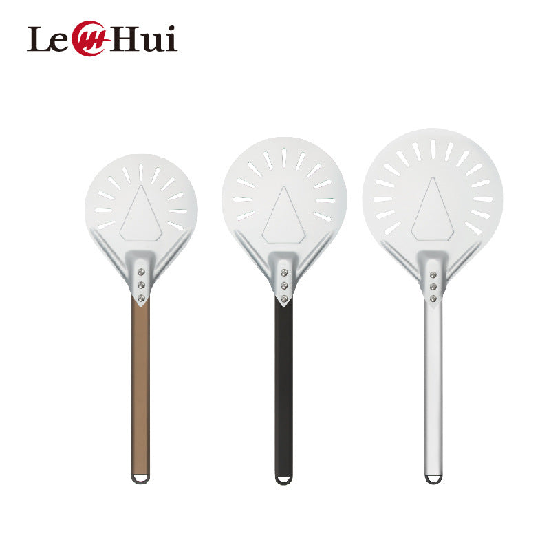 Ergonomic Handle Perforated Pizza Peel and Serving Spatula in Stainless Steel