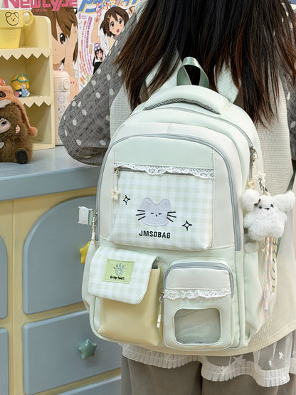 School Backpack with Cat Design Inspired by Anime