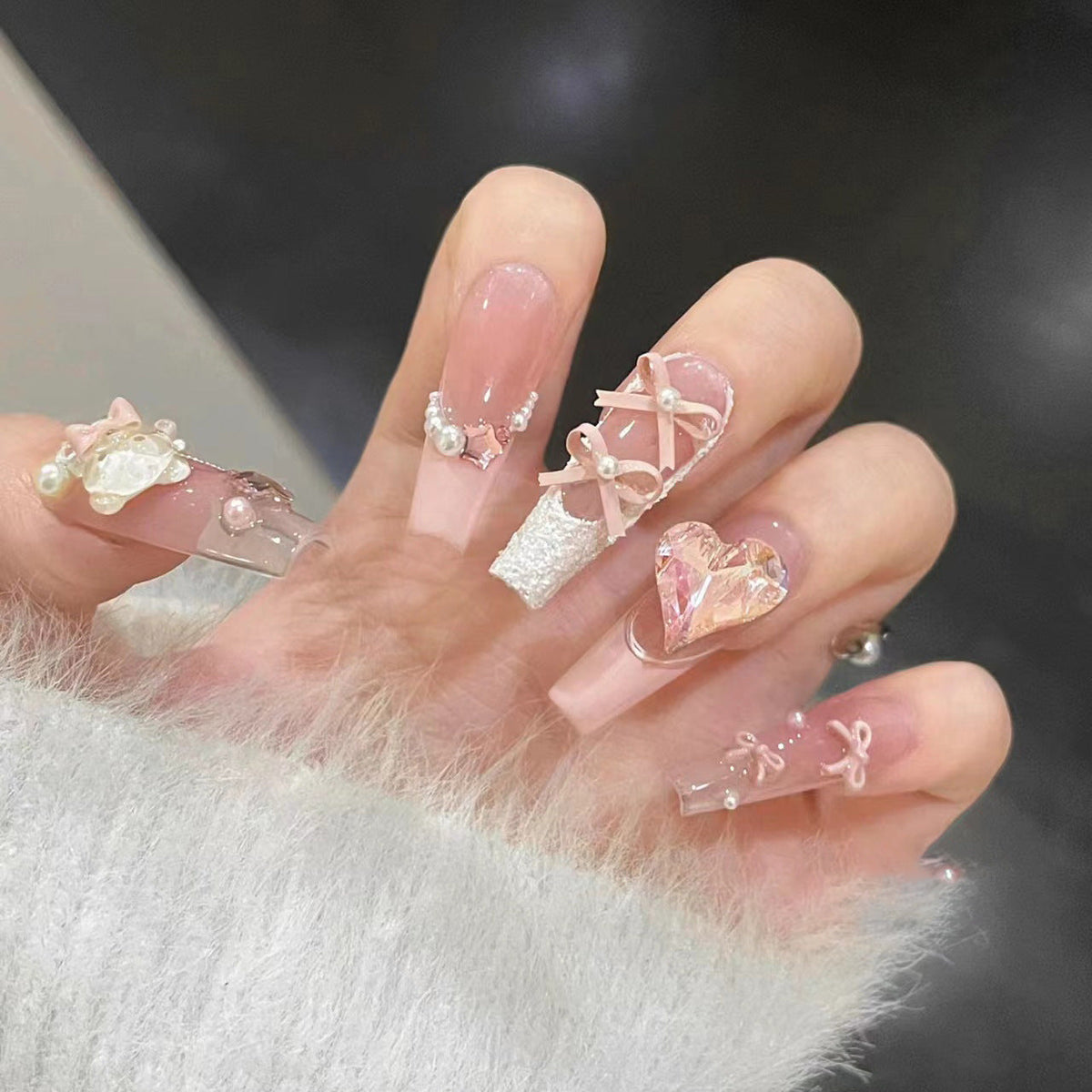 Charming Patterned Press-On Stiletto Nail Set