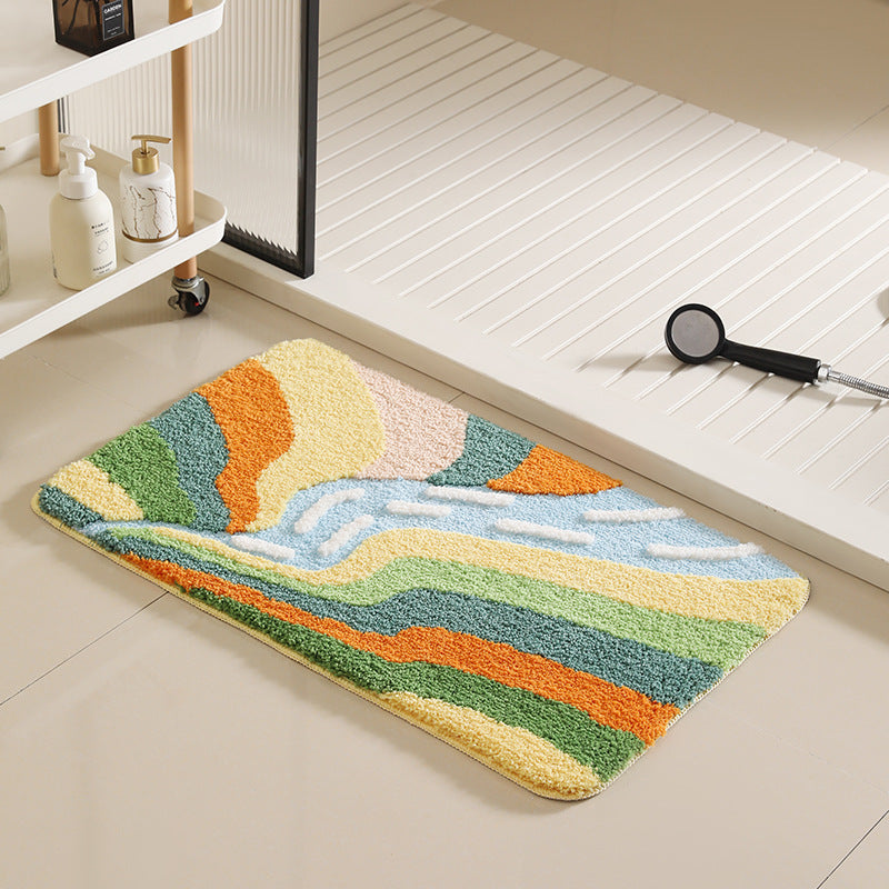 Contemporary Bath Mat with Abstract Pattern