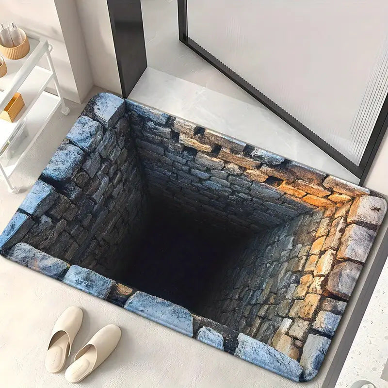 Optical Illusion Bath Mat with 3D Brick Design