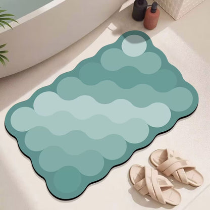 Wave Pattern Bath Mat with Abstract Design