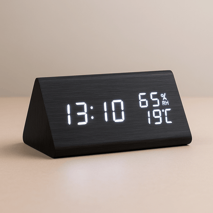 Minimalist Digital Clock with Temperature Display and Light Control