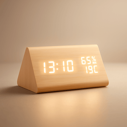 Minimalist Digital Clock with Temperature Display and Light Control