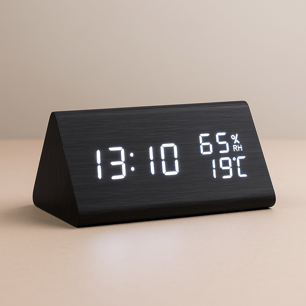 Minimalist Digital Clock with Temperature Display and Light Control