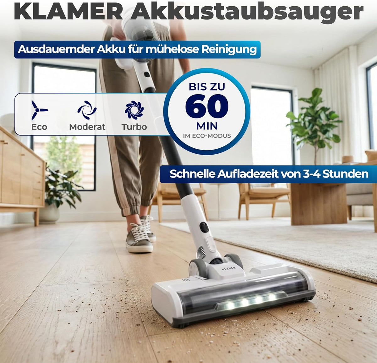 Cordless 2-in-1 Vacuum Cleaner | 460 Watt Power with 60 Min Runtime