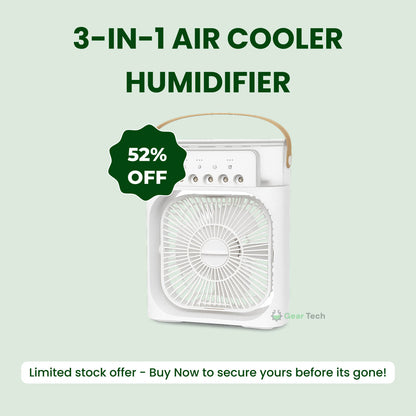 Portable 3-in-1 Air Cooler and Humidifier with Adjustable Fan Speeds