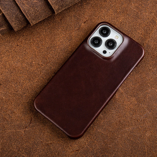 Genuine Oil Wax Leather Case for iPhone with Protective Features