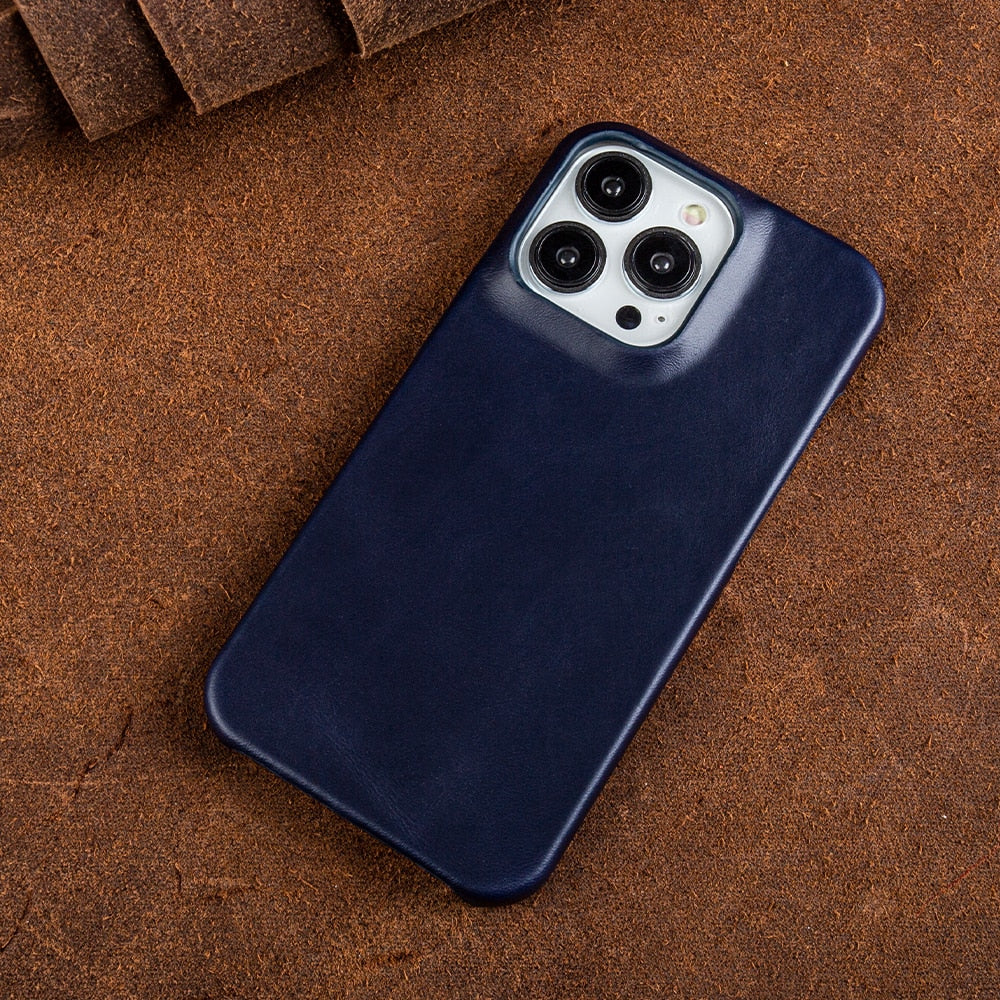 Genuine Oil Wax Leather Case for iPhone with Protective Features