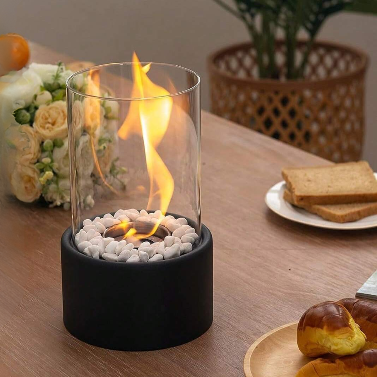Sleek Indoor Ambient Light Lamp with Decorative Oil Flame