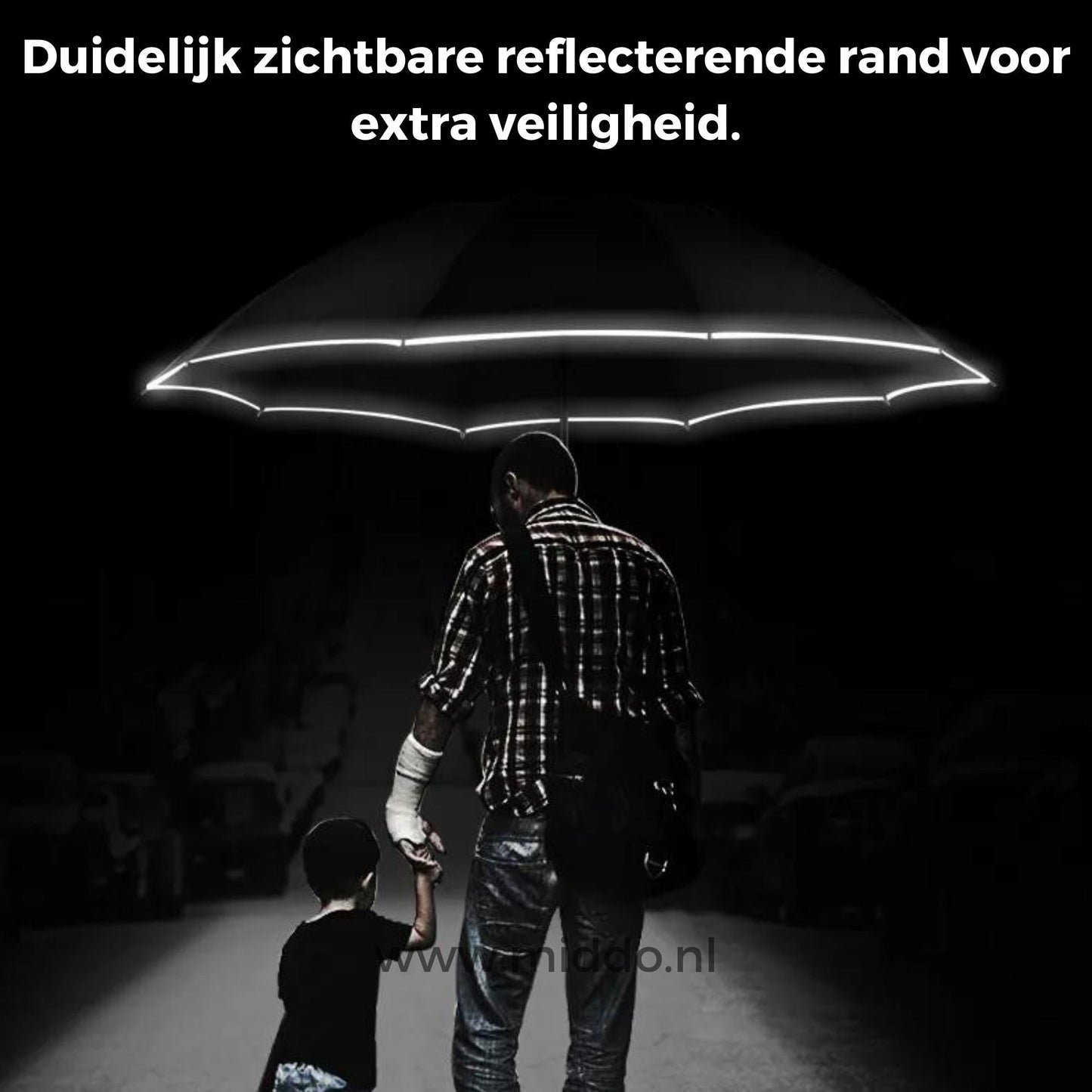 Automatic Windproof Umbrella with Reflective Edge – Stylish Design