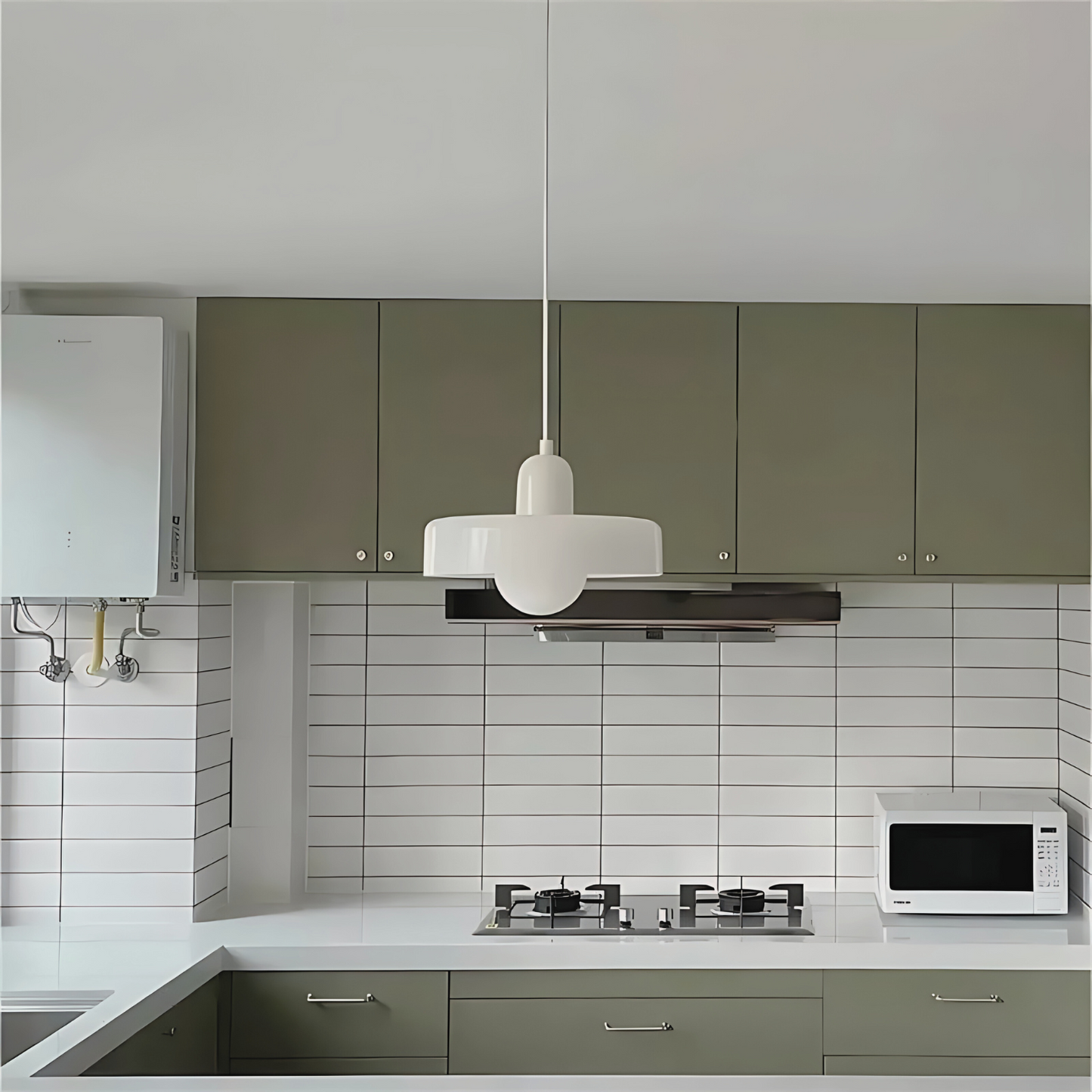 Minimalist Modern Pendant Light - Opal Halo Shade Design