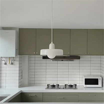 Minimalist Modern Pendant Light - Opal Halo Shade Design