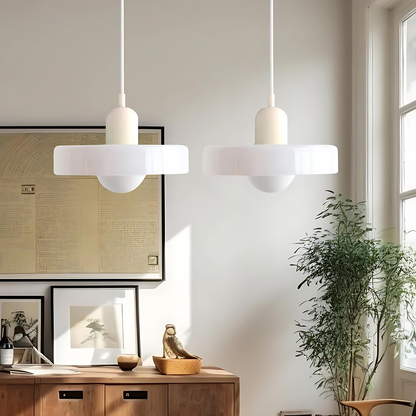 Minimalist Modern Pendant Light - Opal Halo Shade Design